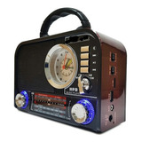Rádio Bluetooth Am fm sw Retrô Com Relógio Despertador