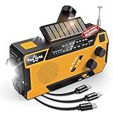 Rádio De Emergência Com Manivela Rádio Meteorológico NOAA 7400 MWh Rádio Operado Por Bateria Cabo De Carregamento Rádio De Manivela Manual Com Rádio Portátil AM FM Alimentado Por Energia Solar