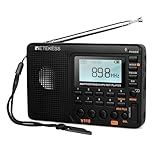 Rádio Digital AM FM Retekess V115 Rádios Portáteis De Ondas Curtas Sintonizador Digital De Rádio Recarregável E Predefinições Suporte Para Gravação Micro SD E AUX Alto Falante Baixo Preto