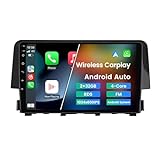 Rádio Estéreo Android 12 Carro Para Honda Civic 2016-2021, Biorunn 9 Polegadas 4 Núcleos Sem Fio Com Fio Car-play Android Auto Gps Navegação Ips Touch Screen Bt Fm Rds, 2 Gb Ram 32 Gb Rom