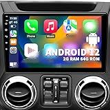 Rádio Estéreo Automotivo Para Jeep Wrangler JK Compass Grand Cherokee Dodge Ram 1500 Android 12 OS 2 GB 64 GB Tela Sensível Ao Toque IPS De 10 Polegadas Compatível Com CarPlay Sem Fio Android 
