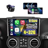 Rádio Estéreo De Carro 4 32G 8 Núcleos Para Jeep Wrangler JK 2007 2016 Bússola Grand Cherokee Dodge Ram Com Carplay Sem Fio Android Auto Tela Sensível Ao Toque HD De 26 5 Cm Estéreo De Carro