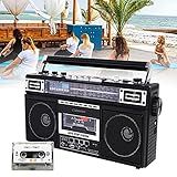 Rádio Fita Vintage Toca Fitas Cassete Rádio AM FM SW 3 Bandas Gravador Voz Com Microfone Gravação Dois Alto Falantes X Bass De 8 W Entrada Para Fone De Ouvido Suporta Cartões Usb E Sd