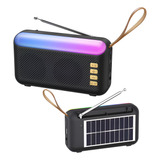 Rádio Fm Portátil Caixa De Som Rgb Bateria Interna Solar Nfe