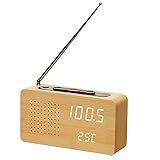 Rádio Multifuncional De Cabeceira Retrô De Madeira Relógio Despertador De Alta Definição Com Tela Grande E Rádio Relógio Digital