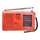 Rádio Portátil Motobras 7 Faixas Só Pilhas Fm1 fm2 om 4oc Cor Laranja