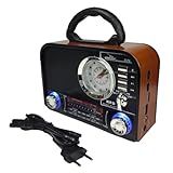 Rádio Portatil Retro Vintage Antigo Bluetooth Usb Pendrive Bateria Recarregavel Cabo Direto Energia Cor Marrom