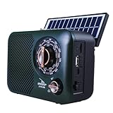 Rádio Portátil Solar Com Bluetooth, Bateria De Lítio E Carregamento Solar, Am/fm