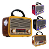 Rádio Recarregável Retro Am Fm Antigo Usb Bluetooth Lanterna