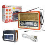 Rádio Recarregavel Retro Bluetooth Usb Am/fm Placa Solar Cor Marrom 110v/220v