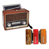 Rádio Recarregável Retro Placa Solar Caixa Som Bluetooth Usb