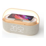 Radio Relógio Bluetooth 4 Em 1 Carregador Qi Luminária Led
