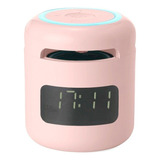 Rádio Relógio Caixinha De Som Fm Bluetooth Despertador Cor Rosa Bivolt