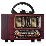 Rádio Retrô Bluetooth Am Fm Mp3 Portátil Tomada Bateria Usb Marrom Escuro 