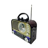 Rádio Retro Bluetooth Com Relógio 3W AM FM SW Lanterna LED Entrada USB SD Marrom Madeira Escura 