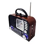 Rádio Retrô Multifuncional Bluetooth 5 1 3W Com Relógio Analógico E Lanterna AM FM SW Madeira Clara 