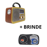Radio Retro Player Antigo Motoradio Portátil Pilha Brinde Cor Madeira clara 110v 220v