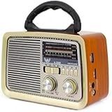 Rádio Retrô Portátil Mp3 Usb Cartão Sd Am Fm C Bluetooth Marrom 