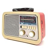 Rádio Retrô Portátil Mp3 Usb Cartão Sd Am Fm C Bluetooth  Vermelho 
