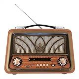 Rádio Retro Vintage AM FM SW SD Usb Portátil Bluetooth Bateria Recarregável KA 336 Marrom Escuro