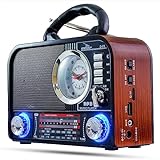 Rádio Retro Vintage Bluetooth Caixa De Som Antiga Am Fm Sw Usb Sd (madeira Escura)