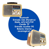 Rádio Retro Vintage Estilo Antigo Usb Bluetooth Fm Am Bivolt Cor Preto 110v 220v bivolt 