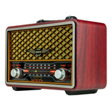 Radio Vintage Retro Bluetooth Bateria Am Fm Sw Usb Madeira