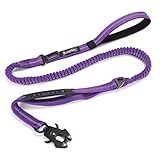Raipult Coleira Elástica Resistente Para Cães 1 2 M A 1 8 M Coleira Fácil De Caminhar Para Cães Com Absorção De Choque Correia Elástica Antipuxão Cinto De Segurança Para Carro E 2 Alças Para Cães Médios E Grandes Roxa
