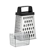 Ralador De Aço Inox 4 Faces Com Coletor Para Queijo E Legumes Fatiador E Cortador Em Lâminas