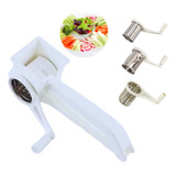 Ralador Giratório Manual Fatiador Manivela 3 Lâminas Inox