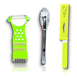 Ralador Pegador Faca Kit Jogo Cozinha Cenoura Descasca Corta Cor Colorido