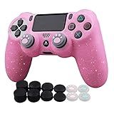 RALAN Capa Protetora De Silicone Antiderrapante Com Glitter Para PS4 Compatível Com Controle De Gamepad Sem Fio Com Fio Para PS4 Slim PS4 Pro Com 4 Tampas De Punho De Pata De Gato E 8 Garras Pretas