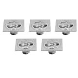 Ralo Aço Inox 10x10 Banheiro Lavabo Kit 5 Unidades Anti Inseto Anti Odor Resistente Higienico Grande Escoamento