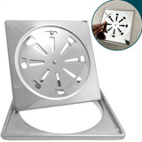 Ralo Inox Com Porta Grelha 15 Cm Suporte Ralo De Banheiro E Caixilho 15x15 Kit Completo Ralo Abre E Fecha
