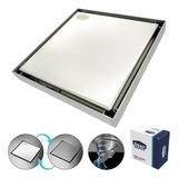 Ralo Inox Square Tampa Invisivel Oculta S borda 15x15 Cm