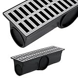 Ralo Linear Pluvial 15x50cm Coletor 3 Saídas Laterais Com Grelha Em Alumínio