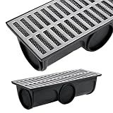 Ralo Linear Pluvial 20x50cm Grelha Alumínio Coletor 3 Saídas Laterais Tela Anti Insetos