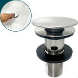Ralo Pia Banheiro 7 8 Inox Com Ladrao Tampa Click Lavatorio Cuba Válvula Tampa Inteligente Clique Com Escape Ladrão Dreno 3cm Dona D cor Acabamento Brilhoso Cor Prata Lavatório Luxo