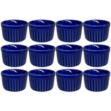 Ramekin Medio Azul 12 Pçs Porcelana 100 Ml Finger Food