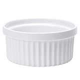 Ramekin Ramequim Canelado Em Cerâmica Branco 10 Cm   200 Ml