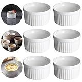 Ramequim Canelado 6 Peças Branco Em Porcelana 100ml Ramekin