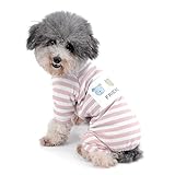 Ranphy Pijama Listrado Para Cães Pequenos Pijamas De Algodão Para Cachorrinho Camisa Roupas Gato Vestuário Yorkie Chihuahua Macacão Menina Roupas Para Animais De Estimação Rosa Tamanho P