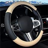 RANXIZY Capa De Volante De Couro Macio Para Homens E Mulheres Veículos Universais De 38 Cm Sedãs SUVs Vans Caminhões Bege