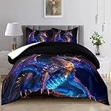 Raphus Cucullatus Jogo De Cama Casal Com Estampa De Dragão De Animais Selvagens Antigos- Dragão- Casal Com Desenho De Dragão 3D- Para Meninos