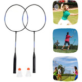 Raquete Badminton 2 Peças 2 Petecas 1 Bolsa Kit 5 Peças
