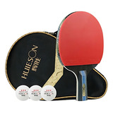 Raquete Classineta Huieson 4 Estrelas Carbono Tênis De Mesa Ping Pong Raqueteira 3 Bolas