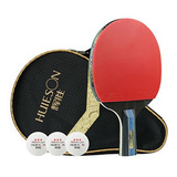 Raquete Classineta Huieson 4 Estrelas Carbono Tênis De Mesa Ping Pong Raqueteira 3 Bolas