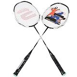 Raquete De Badminton De Liga De Alumínio E Carbono Robusta  2 Peças Para Fitness E Treinamento Com Corda De Nylon Durável