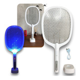 Raquete Elétrica Recarregável C Luz Uv Mata Mosquito Dengue