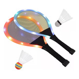 Raquete Luminosa Frescobol   Kit Badminton 4 Peças